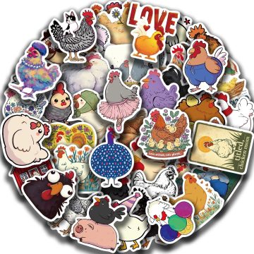 Cartoon Chicken Animal Stickers for Desk, Refrigerator, Phone, Skateboard, Waterproof Decals