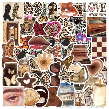 Kawaii Leopard Print PVC Stickers - Children's Stationery for School Decoration