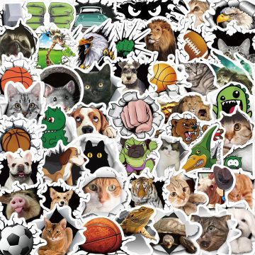 3D Animal Hole View Stickers - Vivid Decals for Kids, Tech & Vehicles