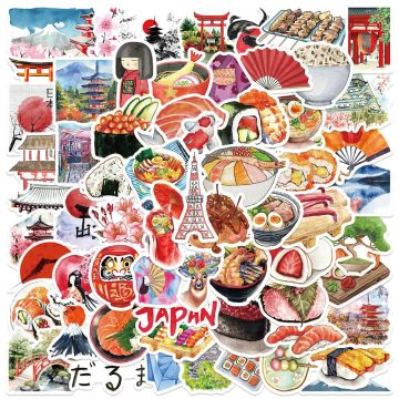 Retro Japanese Food Stickers for Luggage Guitar