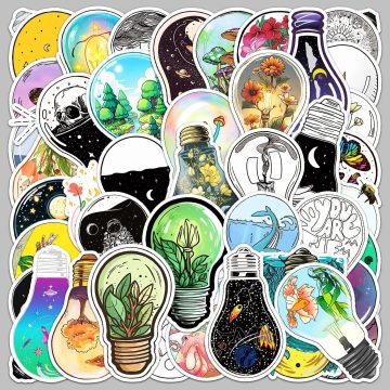 Bulb World Graffiti Stickers for Wall and Desktop Decor