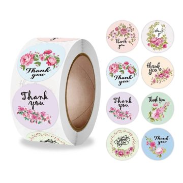 Heart Floral Thank You Stickers for Party and Envelopes