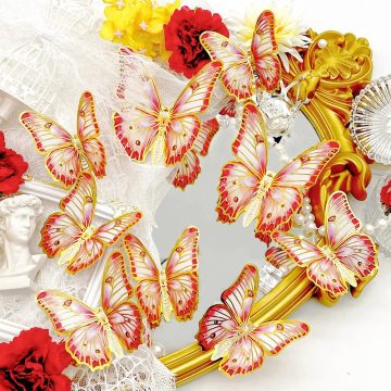 Gold-Edged Butterfly Wall Stickers Elegant Room Decor Decals