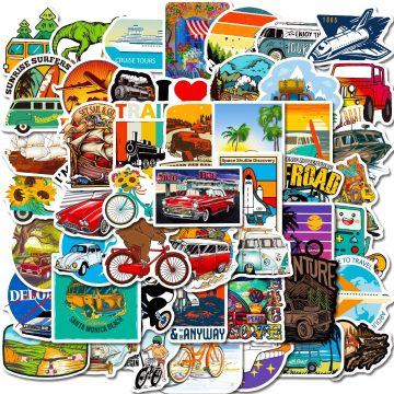 Cute Cartoon Vehicle Stickers for Helmet, Wall, DIY Decoration