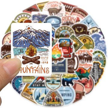Camping Stickers - Outdoor Travel Hiking Decals for DIY Gear