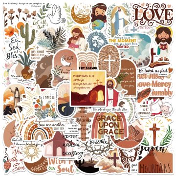 Boho Christian Prayer Stickers for Luggage, Notebook, DIY Decor