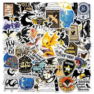 Fantasy Fourth Wing Novel Graffiti Stickers - Cartoon Decals for Laptop Fridge Skateboard Car Phone Waterproof