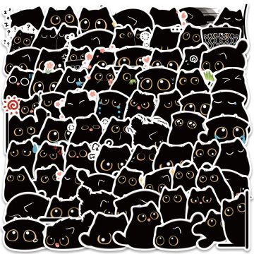 Kawaii Black Cat Stickers - Laptop, Scrapbook & Travel Decals