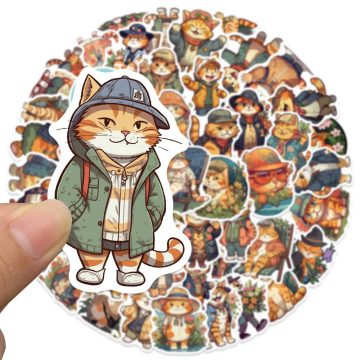 Cute Orange Cat Cartoon Stickers - Funny Animal Decals for DIY Notebook Guitar Fridge