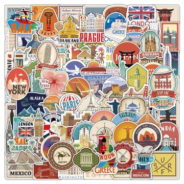 World Famous Building Landmark Stickers - Aesthetic Travel Graffiti DIY for Phone Suitcase Luggage Wall