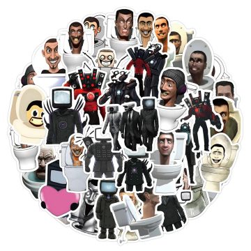 Skibidi Toilet Game Stickers - Cartoon Graffiti Decals for Phone Fridge Skateboard