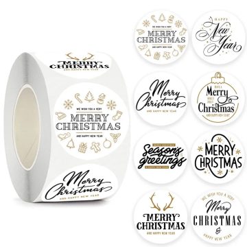 Merry Christmas Stickers for Party Decorations, Gift Boxes, and Envelope Seals