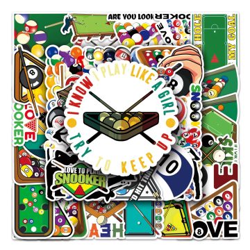 Billiards Cartoon Waterproof Stickers for Skateboard, Snowboard