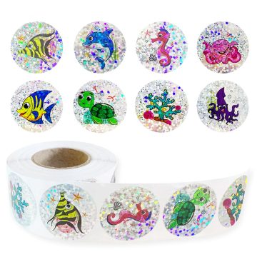 Rainbow Laser Marine Animal Stickers School and Office Decoration Labels