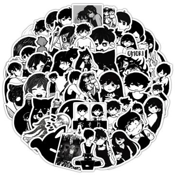 Omori Game Graffiti Stickers - Black White Waterproof Decals for Motorcycle Bike