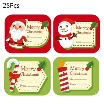 Merry Christmas Name Tag Stickers Writable Holiday Labels for Gifts and Cards