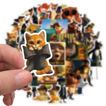 Puss in Boots 90s Cartoon Stickers for Skateboard Guitar