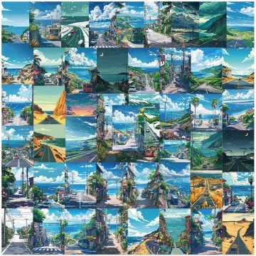 Anime Street View Landscape Stickers - Seaside Scenery Decals for Laptop Luggage