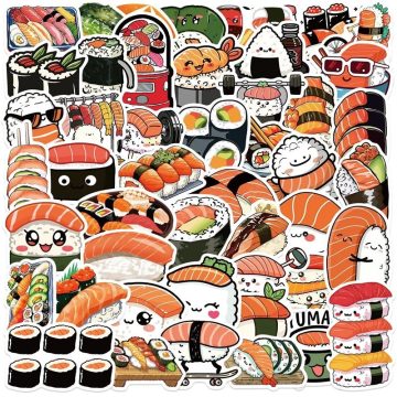 Kawaii Sushi PVC Stickers - Korean Hand Accounting Supplies for Kids