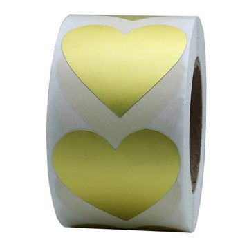 Gold Heart Stickers for Wedding and Gift Packaging