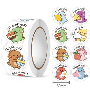Thank You Dinosaur Stickers Kids Gift & Packaging Labels