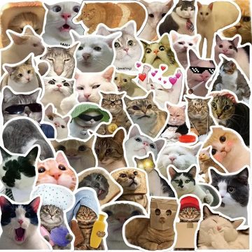 Kawaii Cat Mood PVC Graffiti Stickers - Decorative DIY Stationery Supplies for Kids