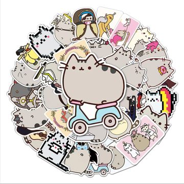Kawaii Chunky Cat Stickers - Waterproof PVC Toy Decals for Notebook, Phone, Suitcase