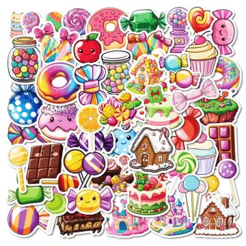 Kawaii Candy Colorful PVC Stickers - Aesthetic DIY Hand Accounting Supplies for Kids