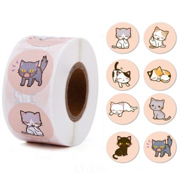 Aesthetic Cat Stickers Children's Reward Labels for School and Scrapbooking