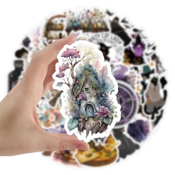 Gothic Witch Cat Anime Stickers - Magic World Decals