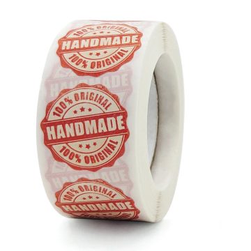 Handmade With Love Stickers Red Paper Labels for Cake Packaging and Gift Wrapping