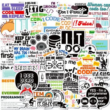 Engineer Programming Network Code Hacker Stickers - Vinyl Decals for Computer Laptop Helmet