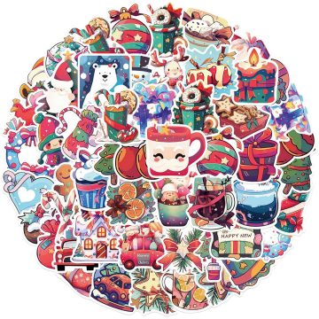 Cute Christmas Cartoon Stickers Santa Claus Decals - DIY Skateboard Fridge Phone Waterproof Gift