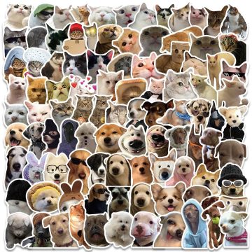 Funny Animal Meme Stickers - Kawaii Dog Cat Decals for Fridge Skateboard