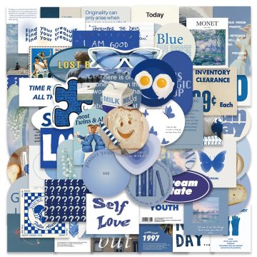 Blue Aesthetic Stickers for Laptop, Luggage, Phone, Guitar, Water Bottle, Car