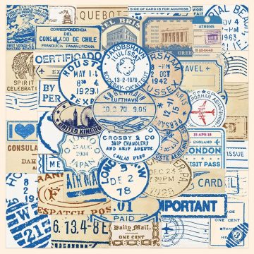 Vintage Postmark Travel Stamp Stickers for Suitcase Luggage