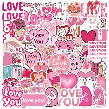 Cartoon Love Stickers for Laptop, Phone, Water Bottle, Suitcase, Stationery, Refrigerator