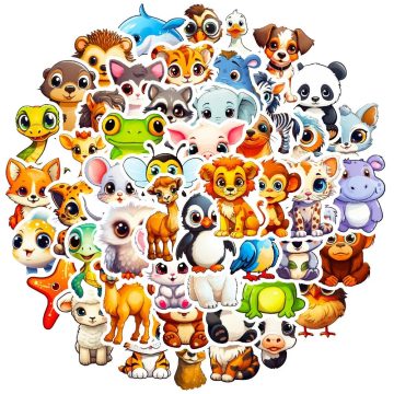 Cute Animal Stickers with Big Eyes Waterproof Vinyl Decals for Laptops, Water Bottles, Phones, Kids Toy