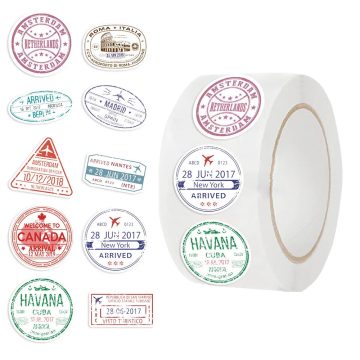 Passport Stamp Cartoon Stickers for Travel Luggage and Laptop