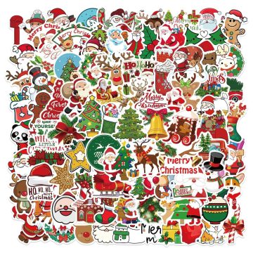 Festive Santa Claus Stickers - Christmas Graffiti Decals for Window Fridge