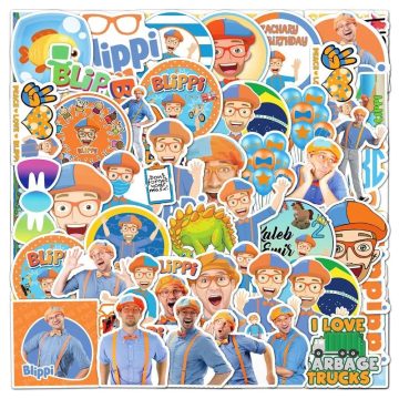 Blippi Cartoon Stickers for Laptop, Water Bottle, Phone, Scooter, Suitcase, Fridge