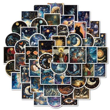 Space Universe Mythology Galaxy Stickers - Starry Graffiti Decals for Phone Notebook