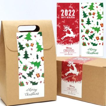 Merry Christmas Wrapping Stickers Red and Green Holiday Tags