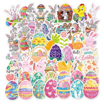 Cute Easter Egg Rabbit Holographic Laser Cartoon Stickers for Phone, Notebook, Laptop, Fridge