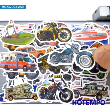 Vehicle Type Stickers with Ships and Trucks for Scrapbooks