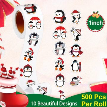 Penguin Christmas Thank You Stickers DIY Packaging and Scrapbooking Labels