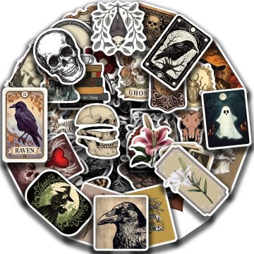 Cartoon Gothic Skeleton Animal Stickers for Skateboard, Guitar, Computer, Refrigerator, Desk