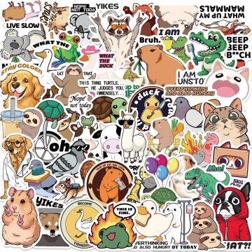 Cute Cartoon Animal Stickers for Helmet, Wall, Desktop Decoration
