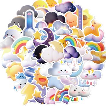 3D Cartoon Cloud Stickers Rainbow Weather DIY Notebook Decals