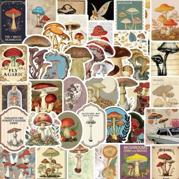 Retro Mushroom Graffiti Stickers - Cartoon Deco Decals for Guitar Scrapbook DIY